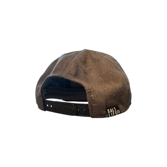 Salt Life Snapback Hat Brown Black Patch Cap Adjustable Fish Surf Dive 2003 Logo - Picture 4 of 6